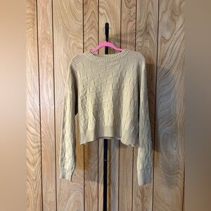 Beige Textured Knit Sweater Top